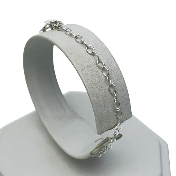Spiral Teardrop Charm Link Bracelet | Vintage Sterling Silver 925 | 7.5" - 8.75" - Picture 3 of 7
